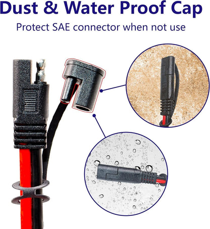 10AWG Charger Cable for Quick Disconnect (2FT, SAE to O Ring Terminal)