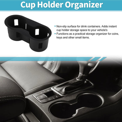 Center Console Cup Holder Organizer for Ford Bronco (2021–2025) Silicone Black