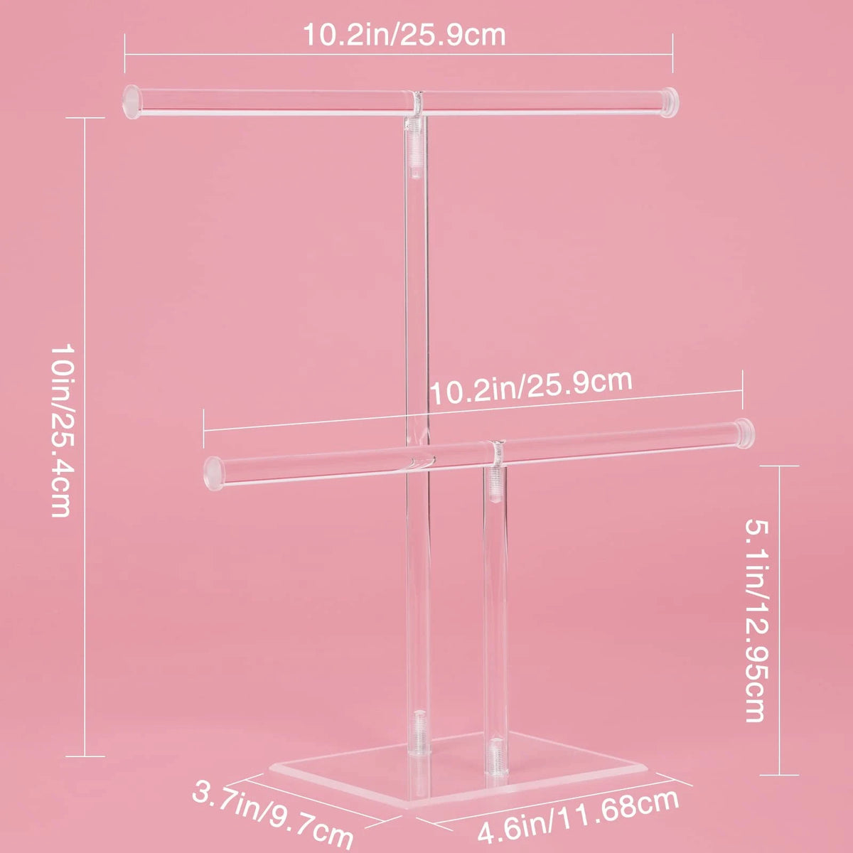 Jewelry Stand Necklace Holder, Acrylic Clear (10.2 x 10.1 x 3.7 inches)