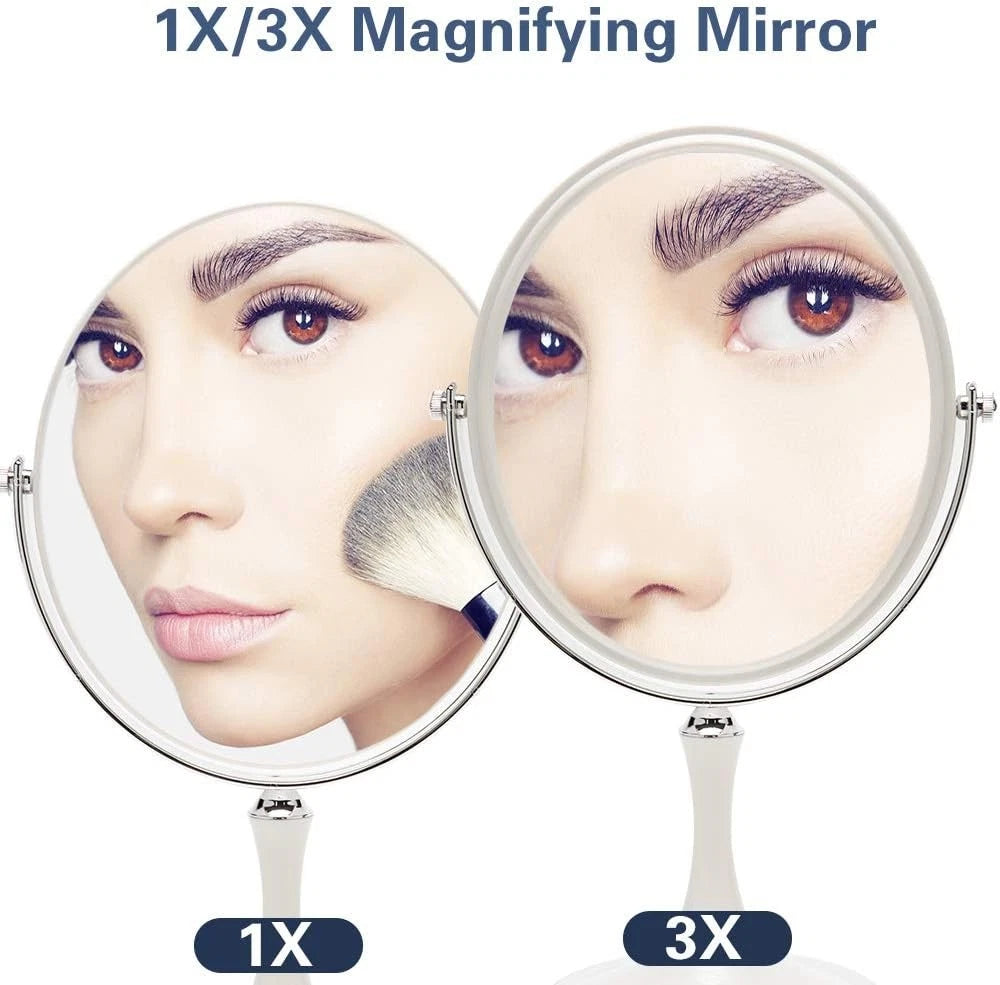 8-Inch Double Sided Swivel Table Mirror with Stand 1X/3X Magnification
