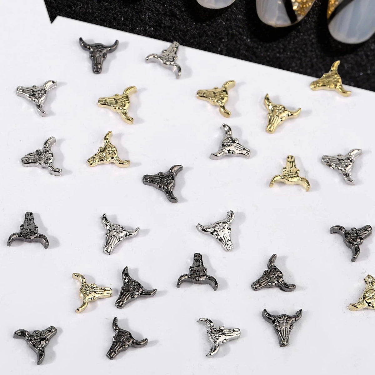 50pcs Bull Head Nail Charms for Western Cowboy Style (Halloween)