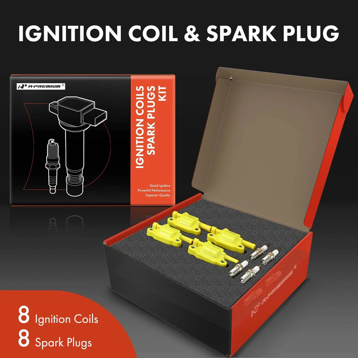 Set of 8 Ignition Coils & Iridium Spark Plugs for Chevrolet Silverado 1500 (2014–2019) - 12611424, 12570616, UF-413
