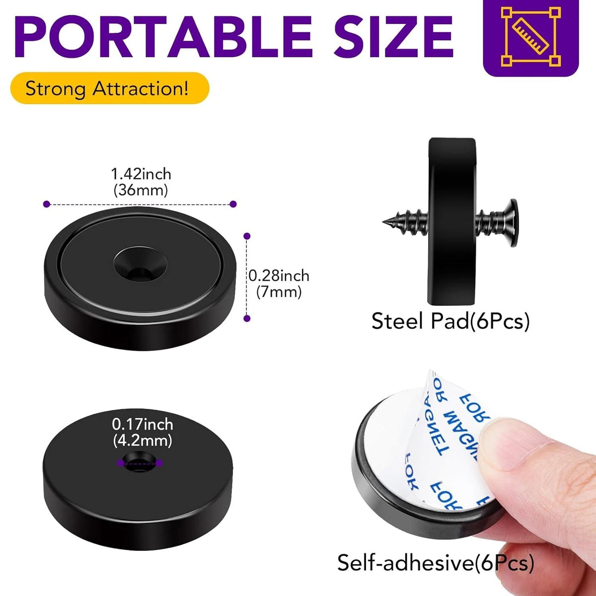 6X Heavy Duty Neodymium Wall Mount Magnets 150LB