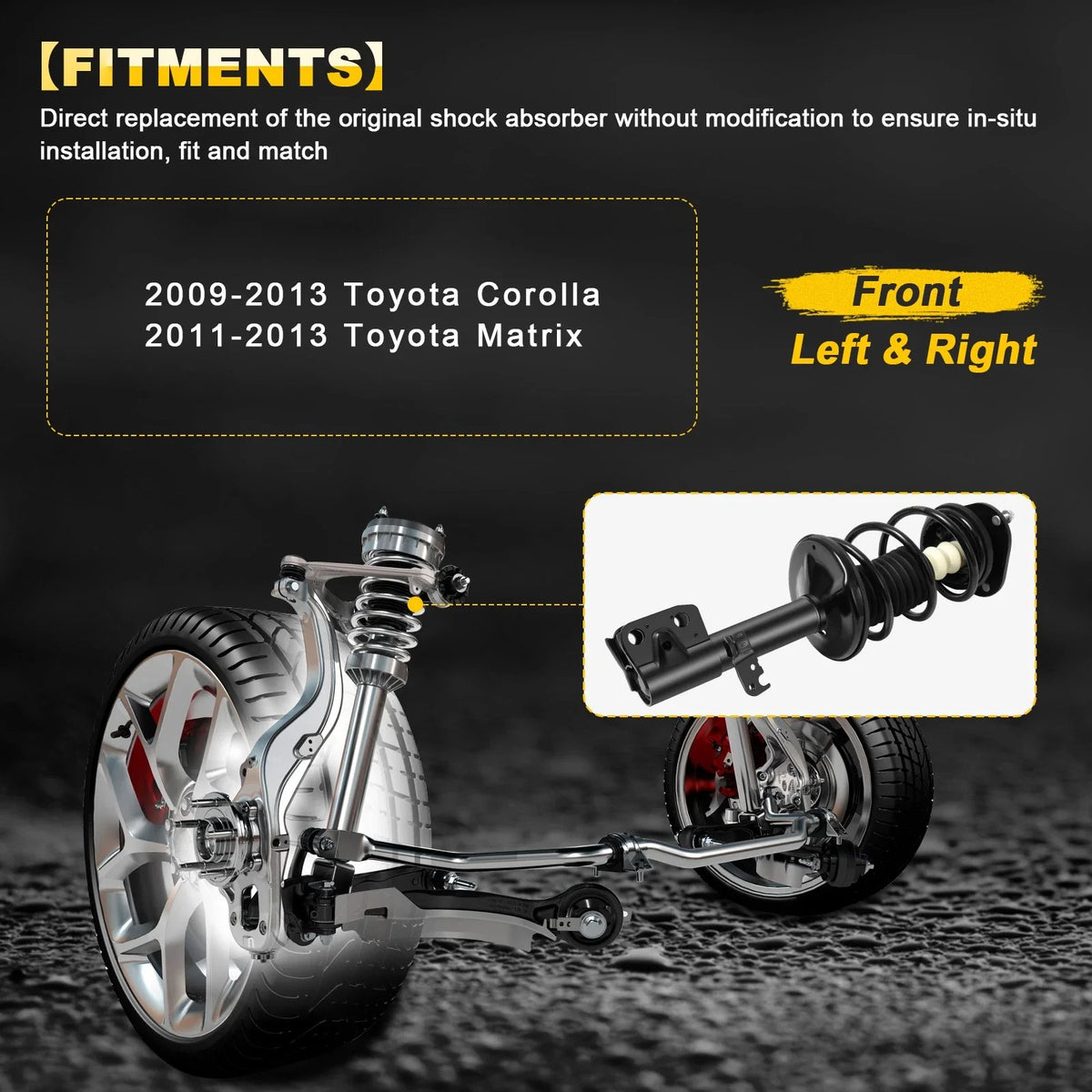Set of 2 Front Complete Struts for Toyota Corolla (2009–2013)