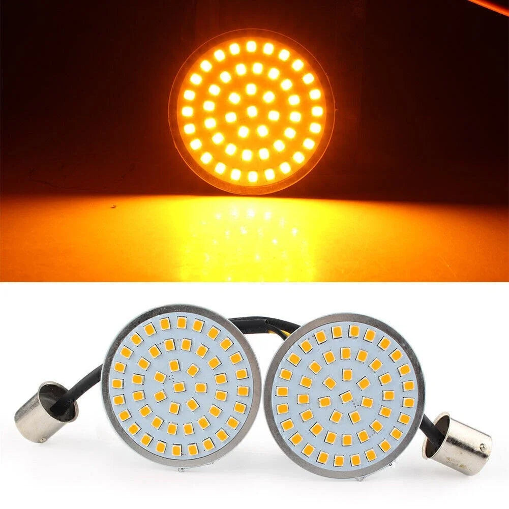 2" Style 1156 Amber LED Turn Signal Inserts for Harley Davidson