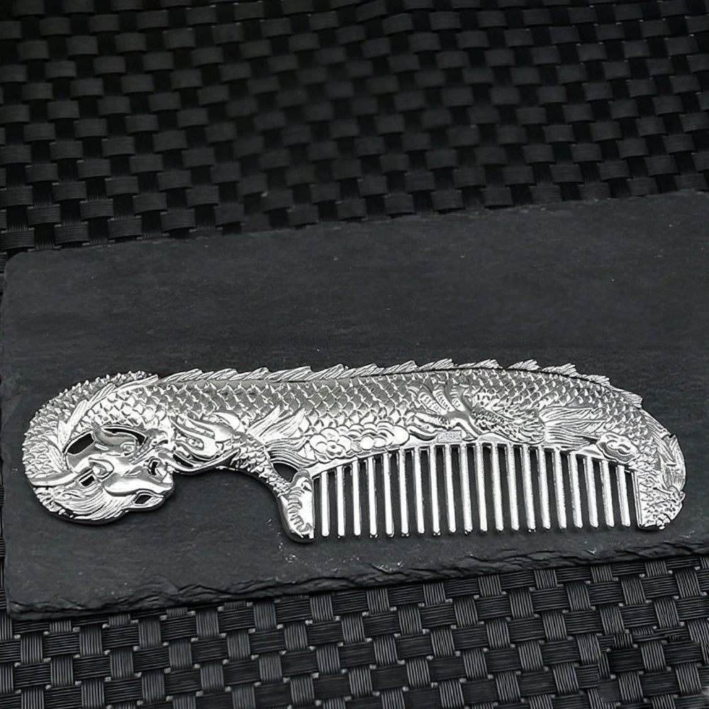 Tibet Silver Handmade Copper Carving Dragon Comb for Car Decoration
