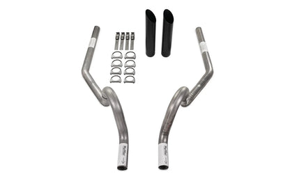 2.5" Dual Exhaust Kit for GM A Body (1964–1972) - No Muffler, Rear Exit, Black Tip