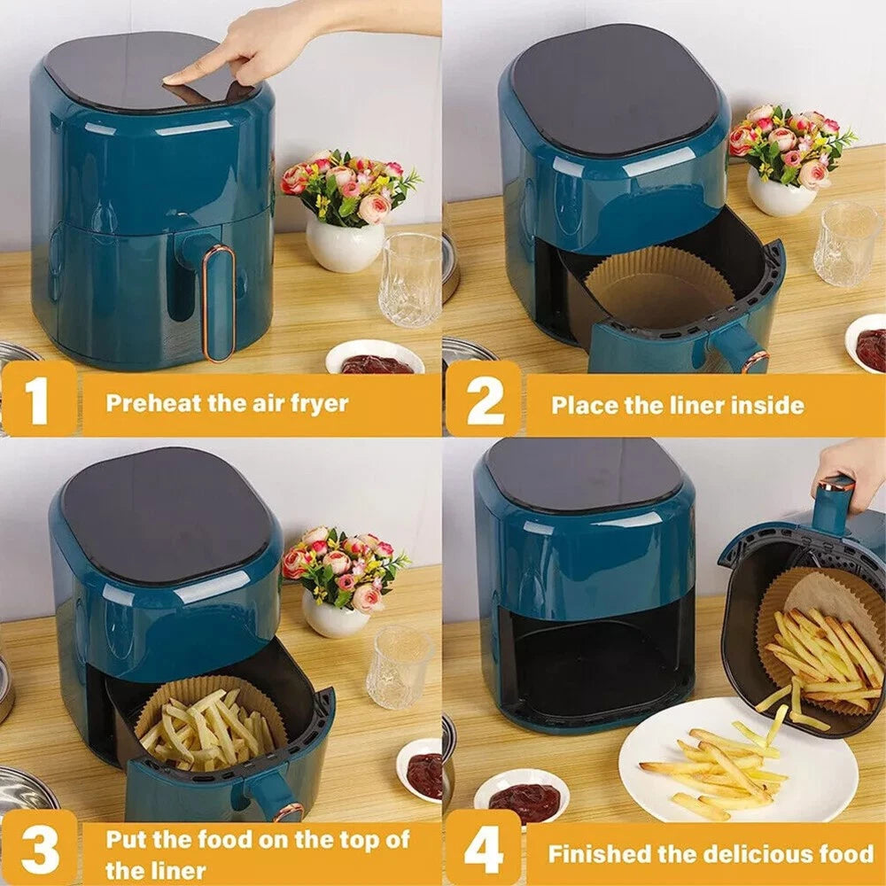 6.3" Air Fryer Disposable Paper Liners Mat - Set of 100