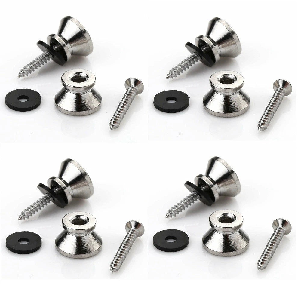 Set of 4 Chrome Metal End Pin Strap Buttons for Guitar Bass
