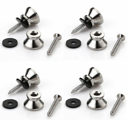 Set of 4 Chrome Metal End Pin Strap Buttons for Guitar Bass