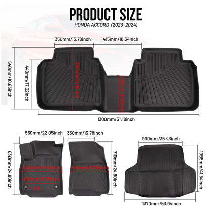 4X All-Weather TPE Rubber Floor Mats for Honda Accord (2023–2025)