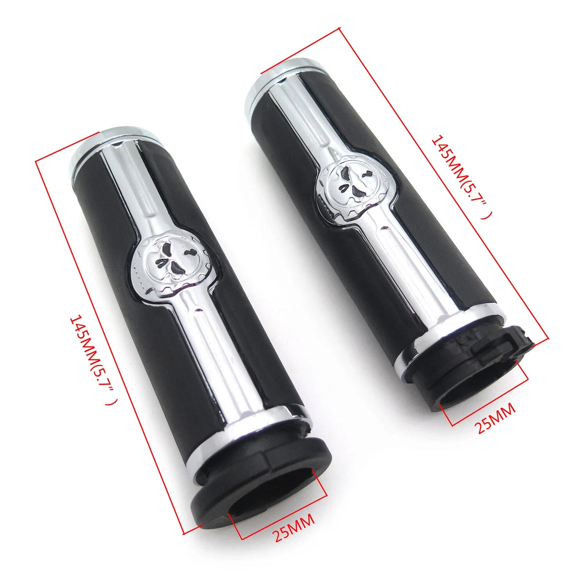 1" Skull Handlebar Grips for Harley Touring Road King Street Glide (1996–2017)