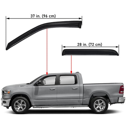 Set of 4 Outside Mount Window Visors for Dodge Ram (2009–2024)