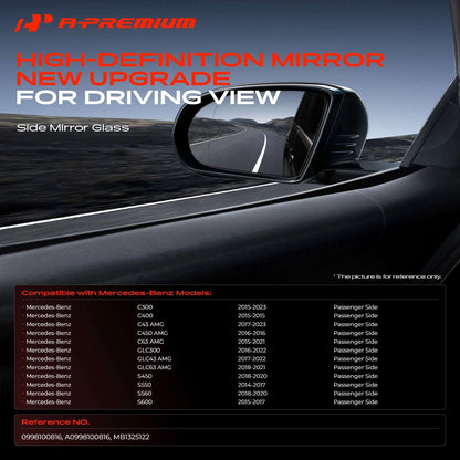 Heated Power Mirror Glass for Mercedes-Benz C300 C400 (A0998100816, 0998100816, MB1325122)