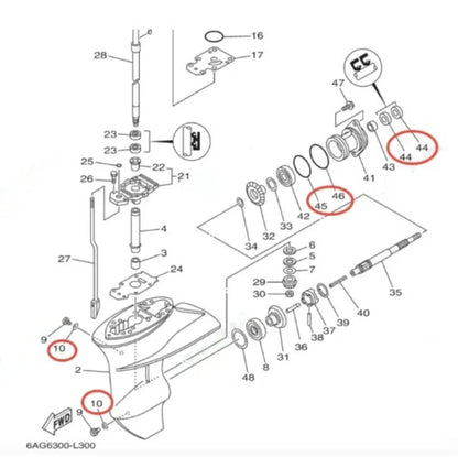 Propeller Shaft Seal Kit for Yamaha 2/4Str (93101-17054, 91490-30030)