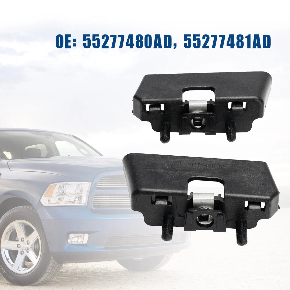 Set of 2 Front Bumper Upper Cover Support Brackets for Ram 1500 (2009–2018) 55277481AD, 55277480AD