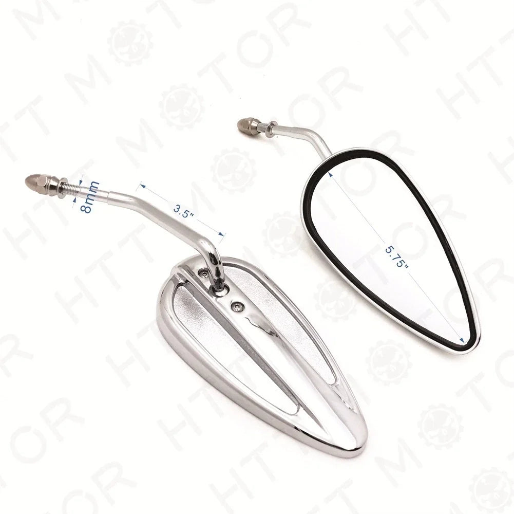 Pair Chrome Teardrop Racing Mirrors for Harley Street Glide, Road Glide (2014–2023)