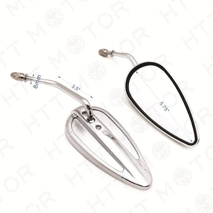 Pair Chrome Teardrop Racing Mirrors for Harley Street Glide, Road Glide (2014–2023)