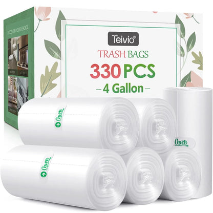 4 Gallon Strong Trash Bags 330 Count (Pack of 1) Clear