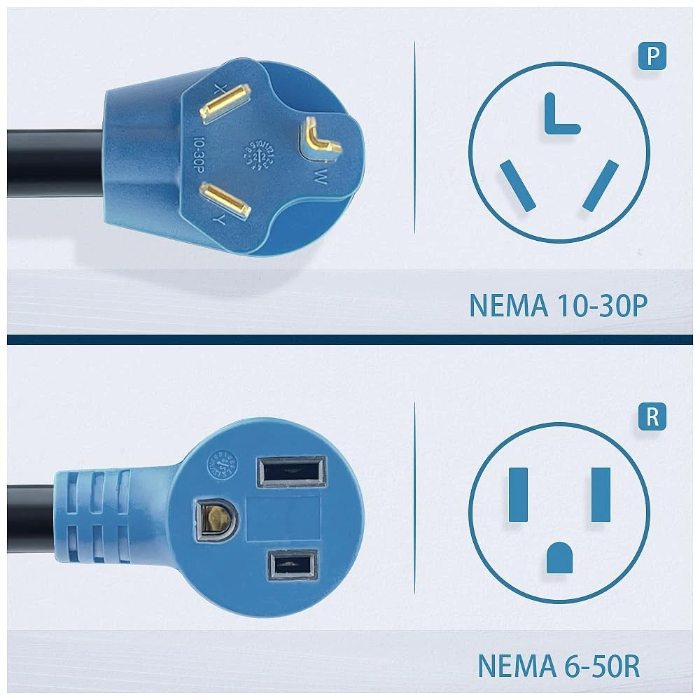NEMA 10-30P to 6-50R Welder Adapter Cord