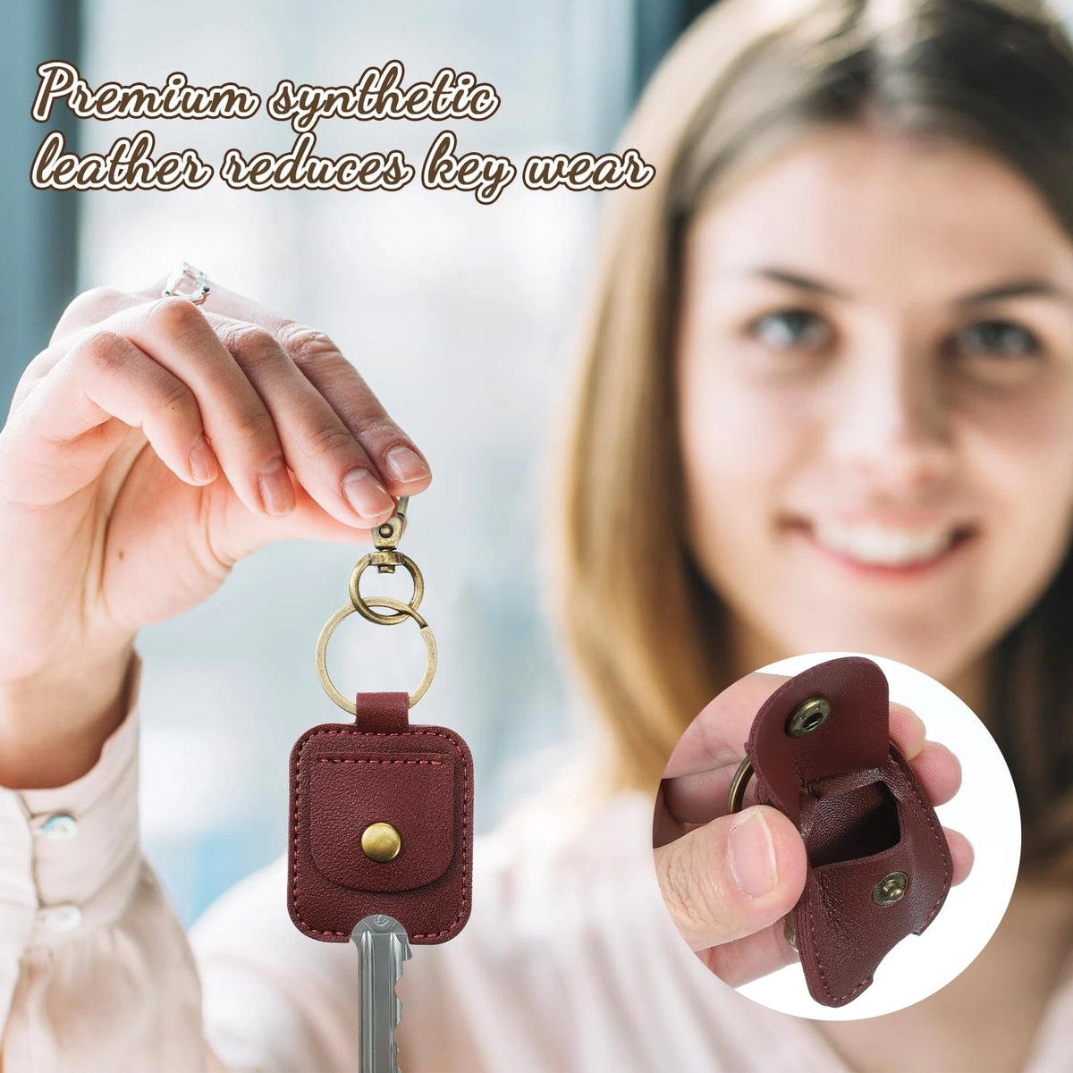 Set of 3 Key Covers for Car Keys PU Leather Sleeve (5358XSWS2088)