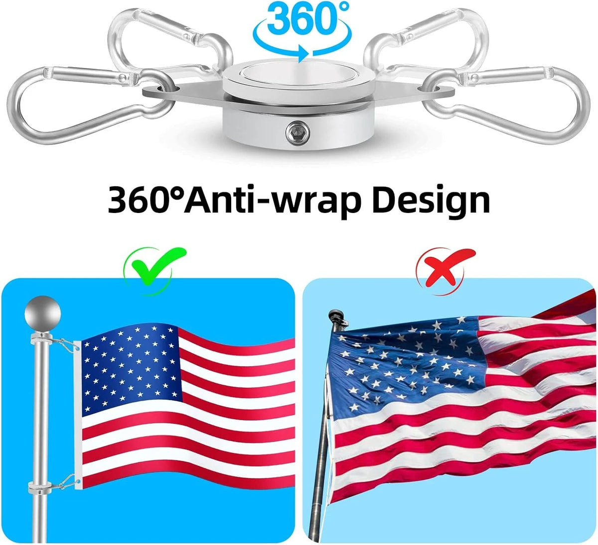 Flag Pole for Aluminum Alloy 360° Rotating
