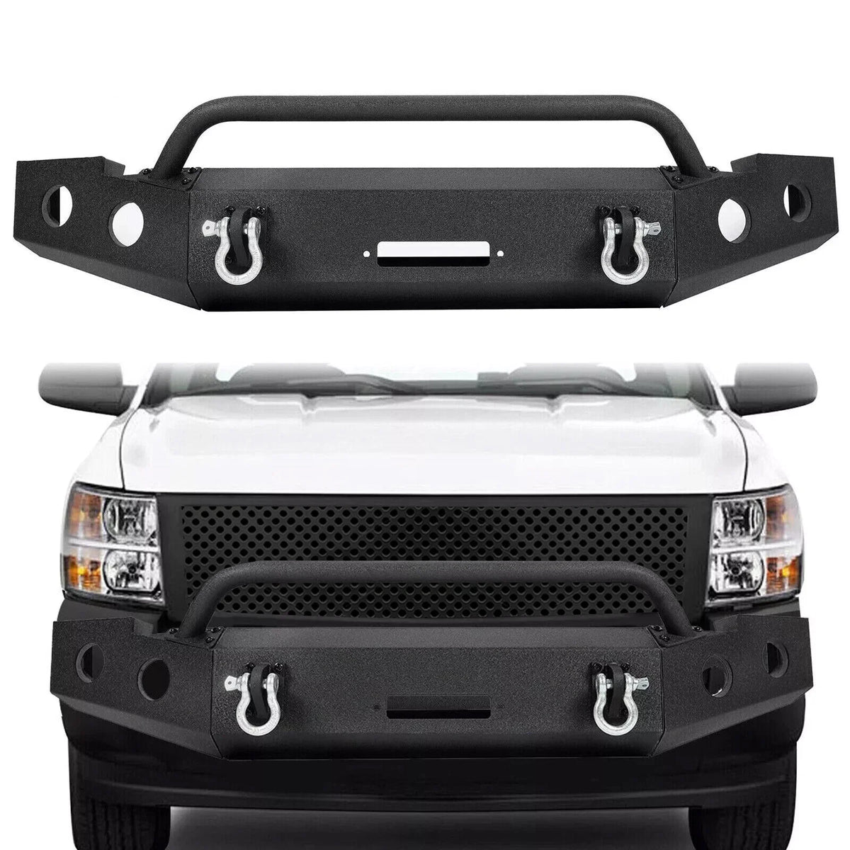 Front & Rear Bumper for Chevy Silverado 1500 (2007–2018) Black Steel