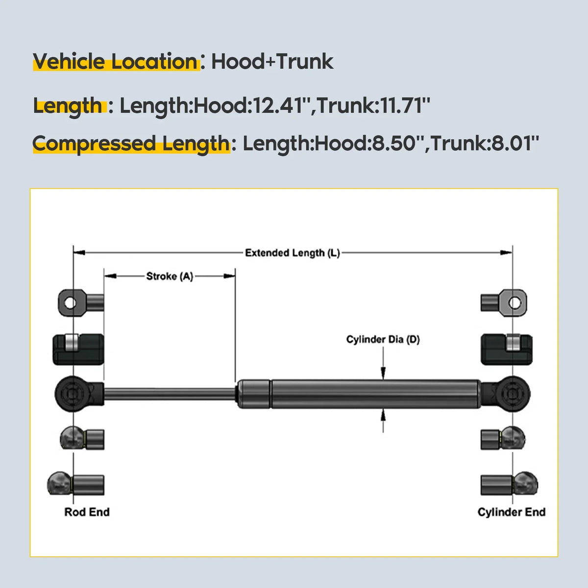 Set of 4 Trunk and Hood Lift Supports for Chrysler 300 (2005–2008)