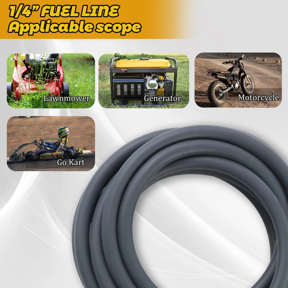 10 Feet Fuel Line Hose for 1/4 Inch ID (Fits 1/4" ID) Black