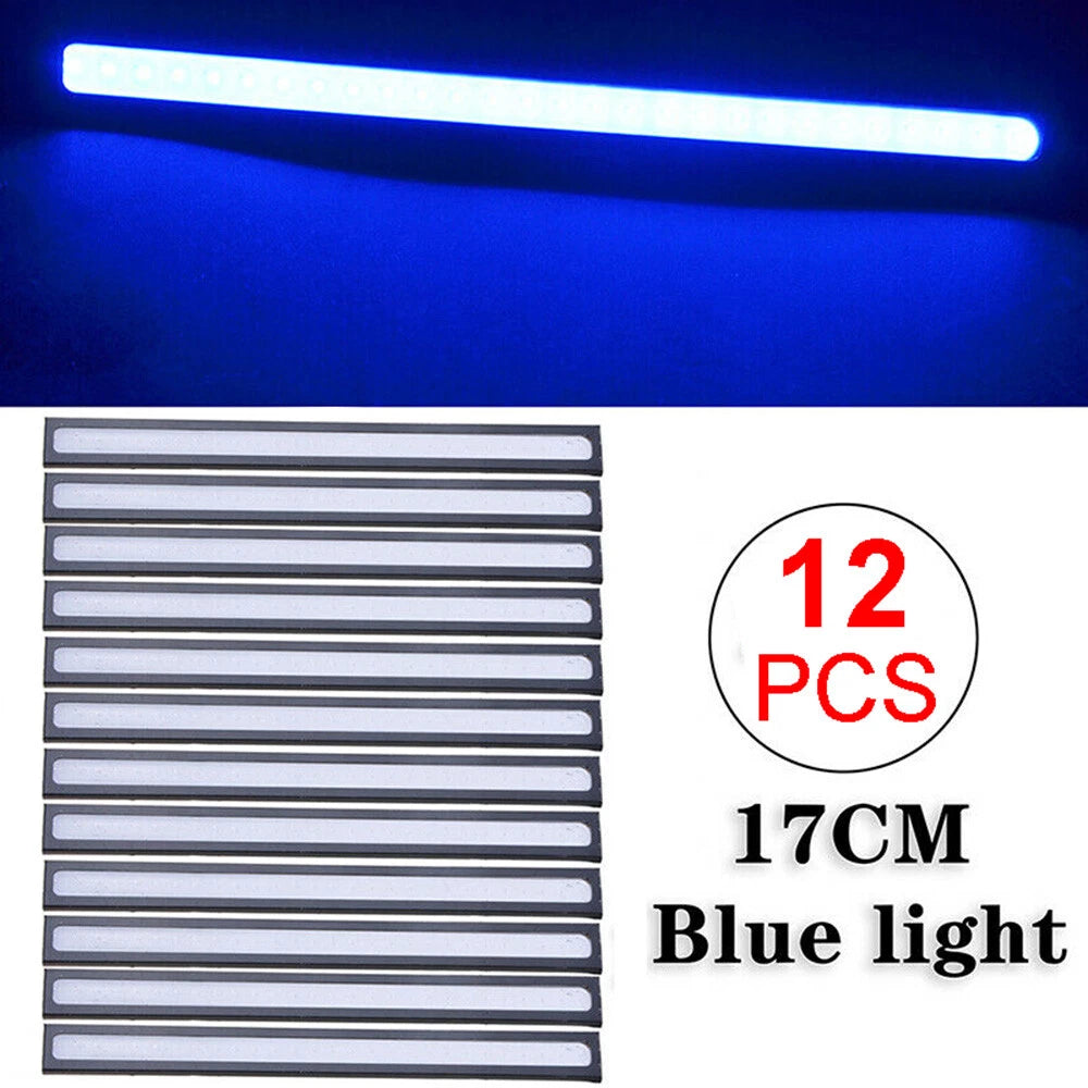 12PCS 12V LED Blue Strip Lights for Car Van Boat Home