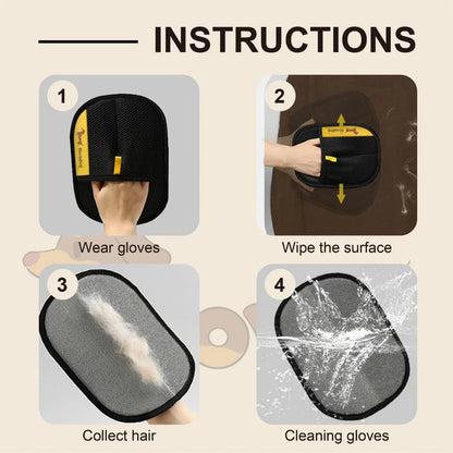 2X Pet Hair Remover Gloves for Dogs & Cats (Black & Grey)