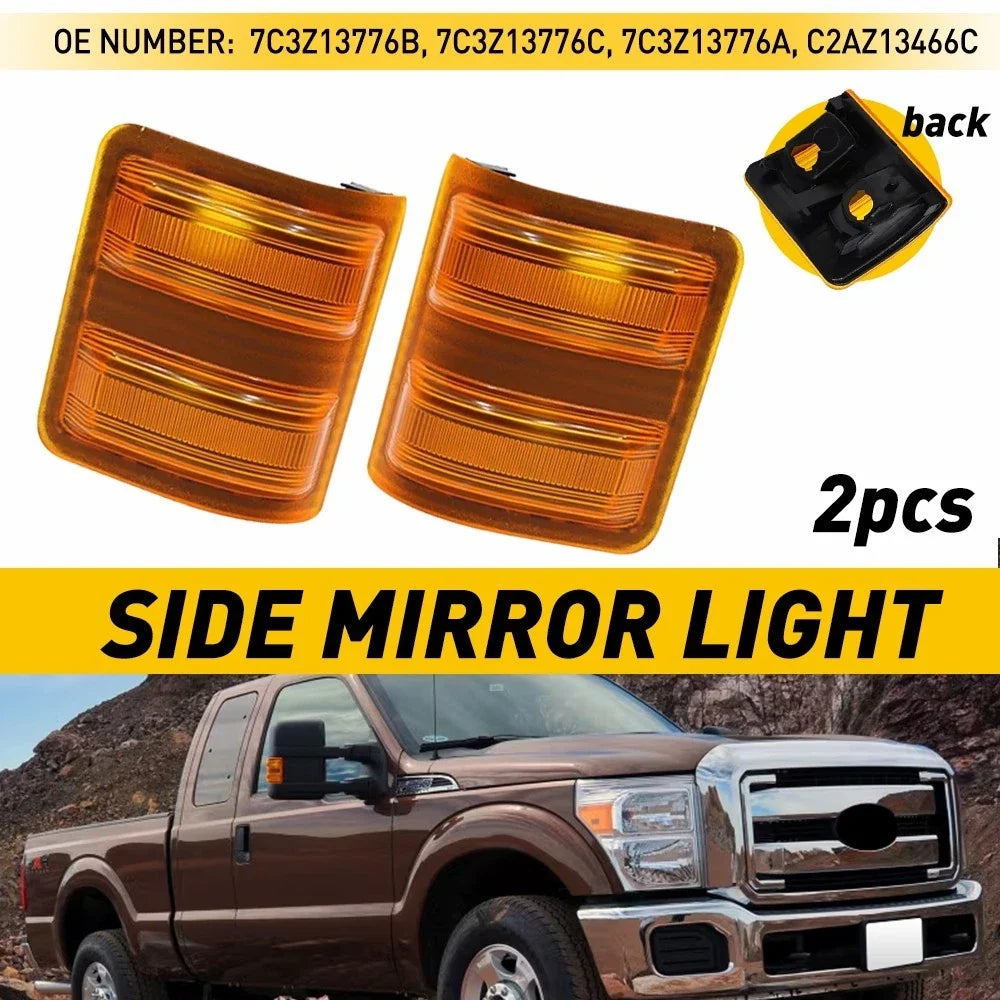2X Side Tow Mirror Turn Signal Light Lens Amber for Ford F250 F350 F450