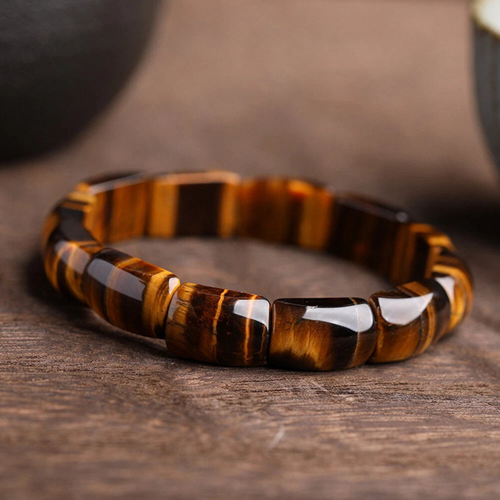 Natural Tiger's Eye Stone Beaded Bracelet for Universal Fit (Stretch)