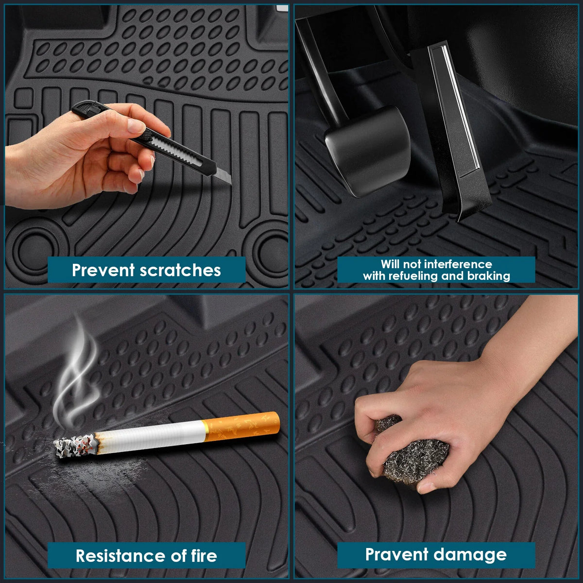 Set of 4 TPE Rubber Floor Mats for Volkswagen Jetta (2019–2023)