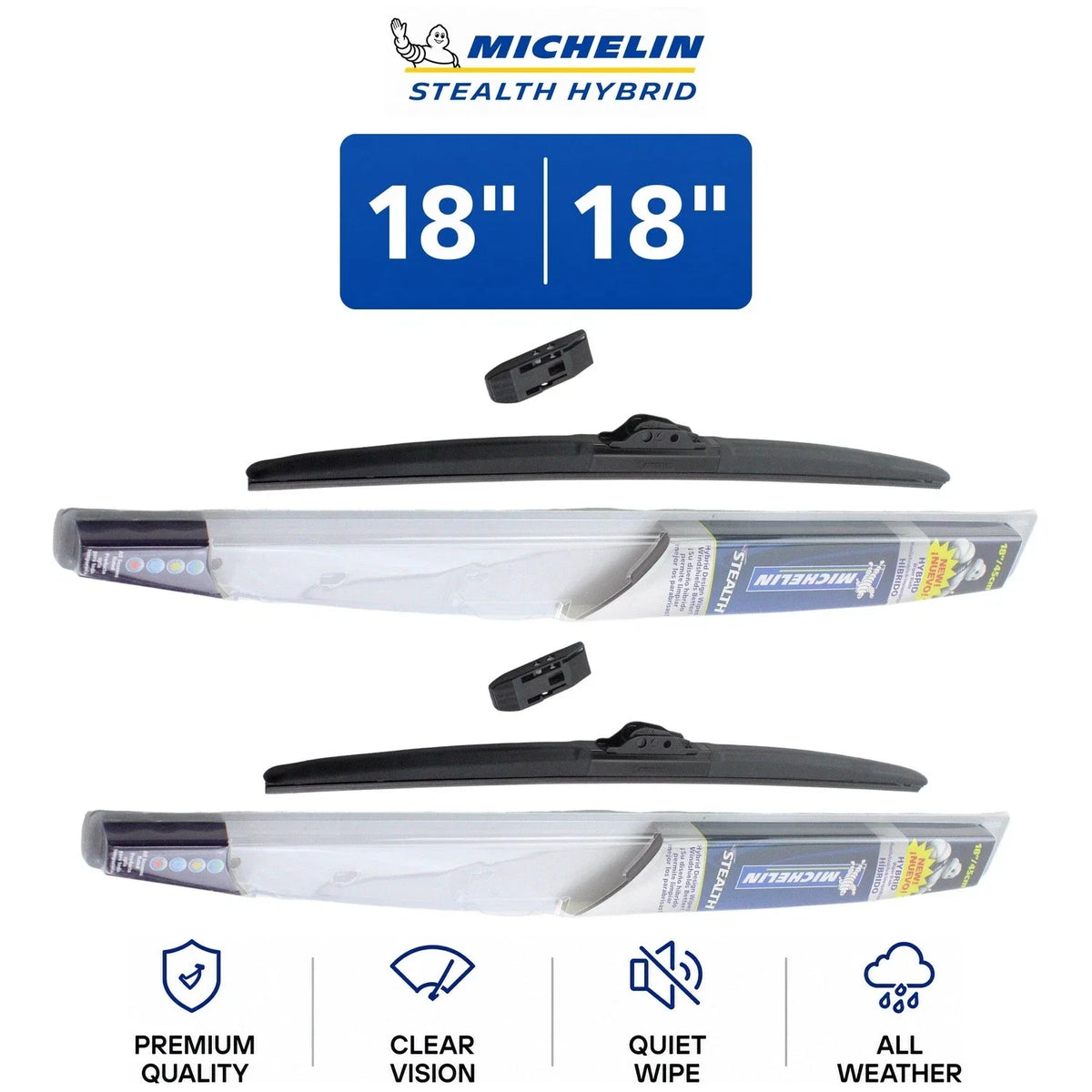 Set of 2 Wiper Blades for Dodge Lancer (1985–1989) - Michelin Stealth Hybrid 18"