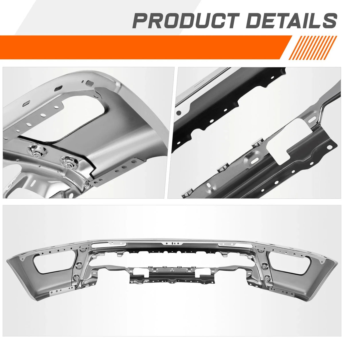 Steel Front Bumper Face Bar for Ford Ranger (2019–2024) Chrome