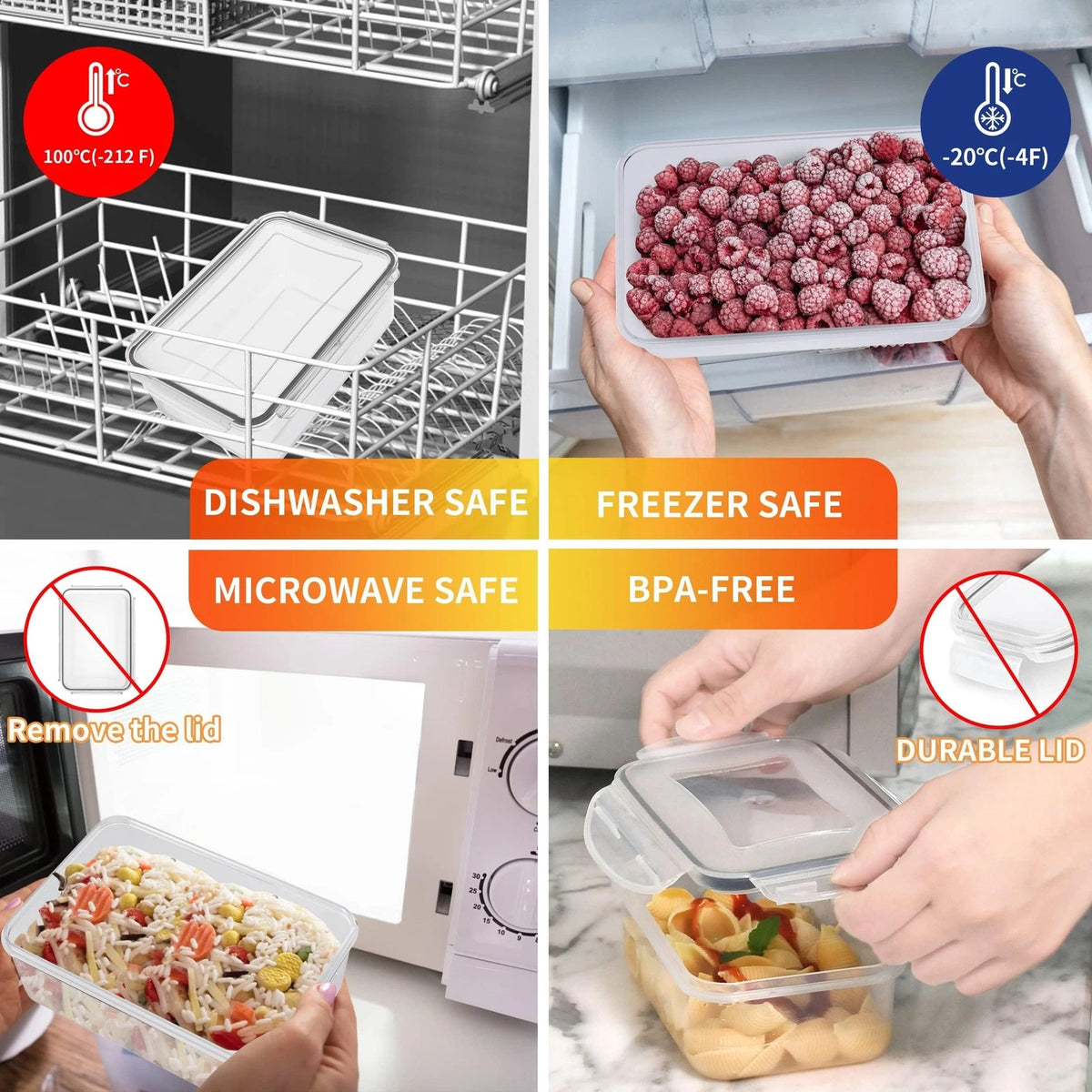 40 PCS Plastic Food Storage Containers with Lids, Airtight, BPA-Free