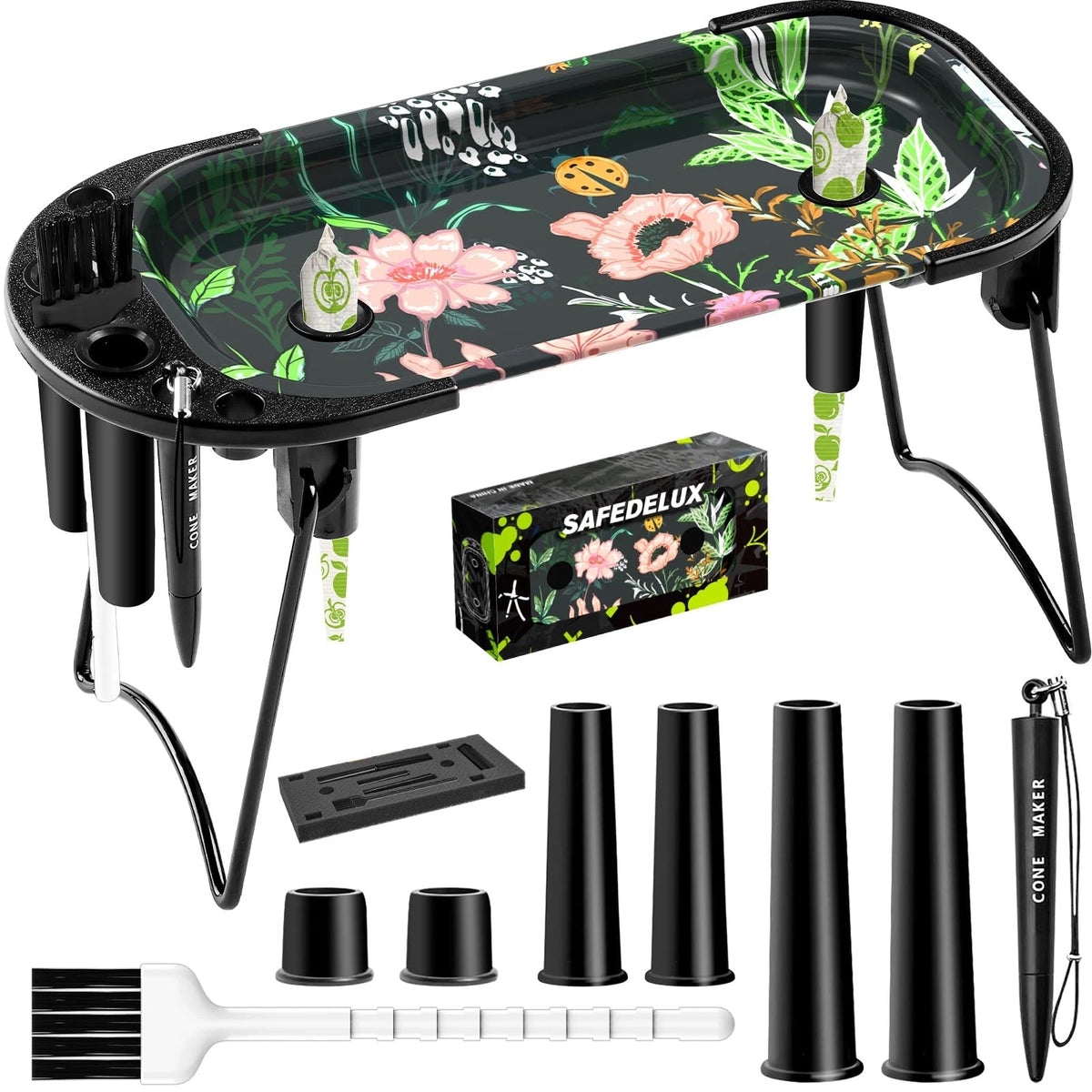 Metal Rolling Tray with Cone Loader for Large Filler - Green