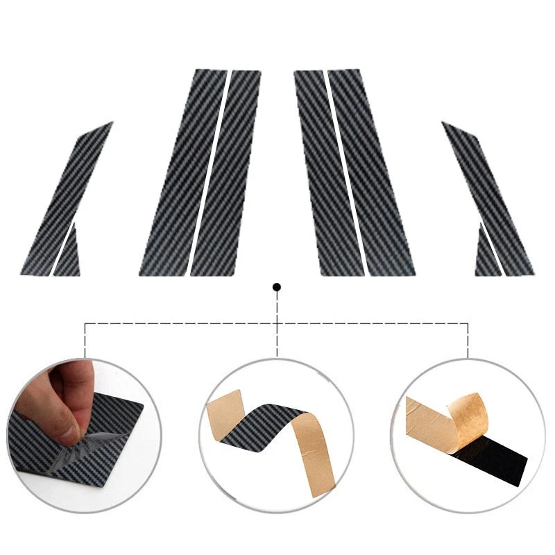 8x Carbon Fiber Exterior Pillar Post Stickers for Audi A3 Sedan (2013–2020)