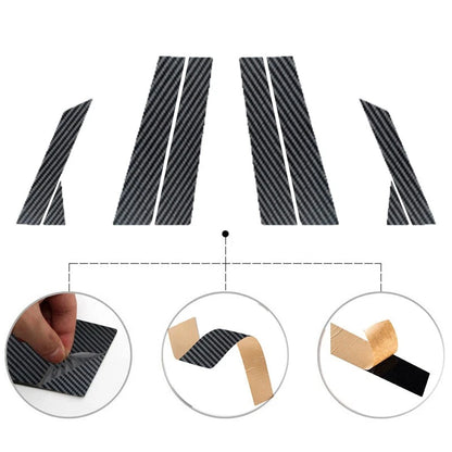 8x Carbon Fiber Exterior Pillar Post Stickers for Audi A3 Sedan (2013–2020)
