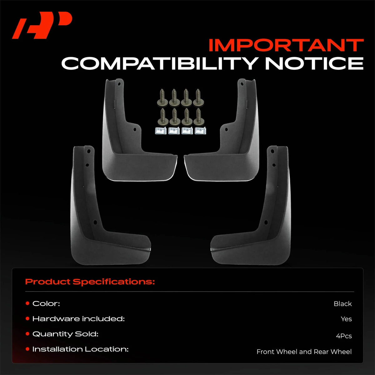 Set of 4 Splash Guards Mud Flaps for Buick Envision (2016–2019)