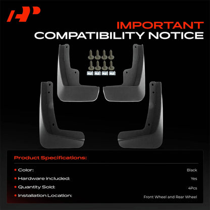 Set of 4 Splash Guards Mud Flaps for Buick Envision (2016–2019)