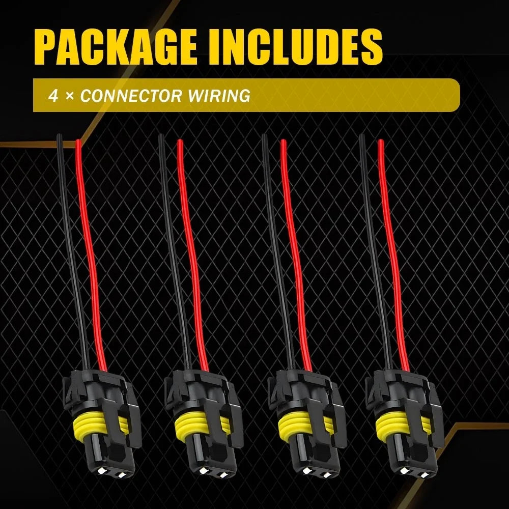 Set of 4 Headlight Fog Light Connector Wiring Harness for Universal Vehicles