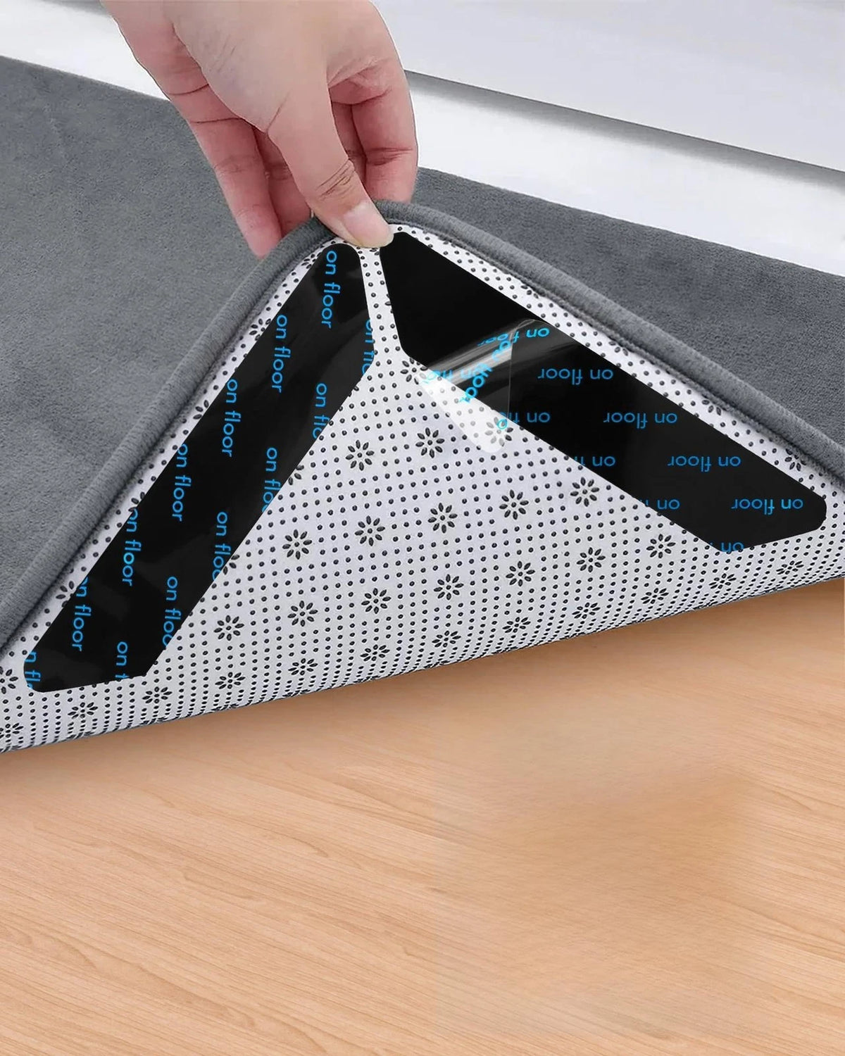32 PCS Reusable Washable Rug Grippers - Highly Adhesive, White & Black
