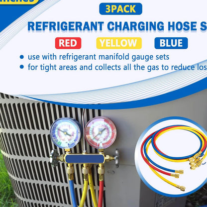 3X 29986 Plus II 1/4" Hose with Compact Ball Valve for Refrigerant Charging