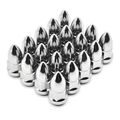 20-Piece Chrome Bullet-Style Lug Nuts for 1/2"-20 Thread, Extended Acorn/Bulge