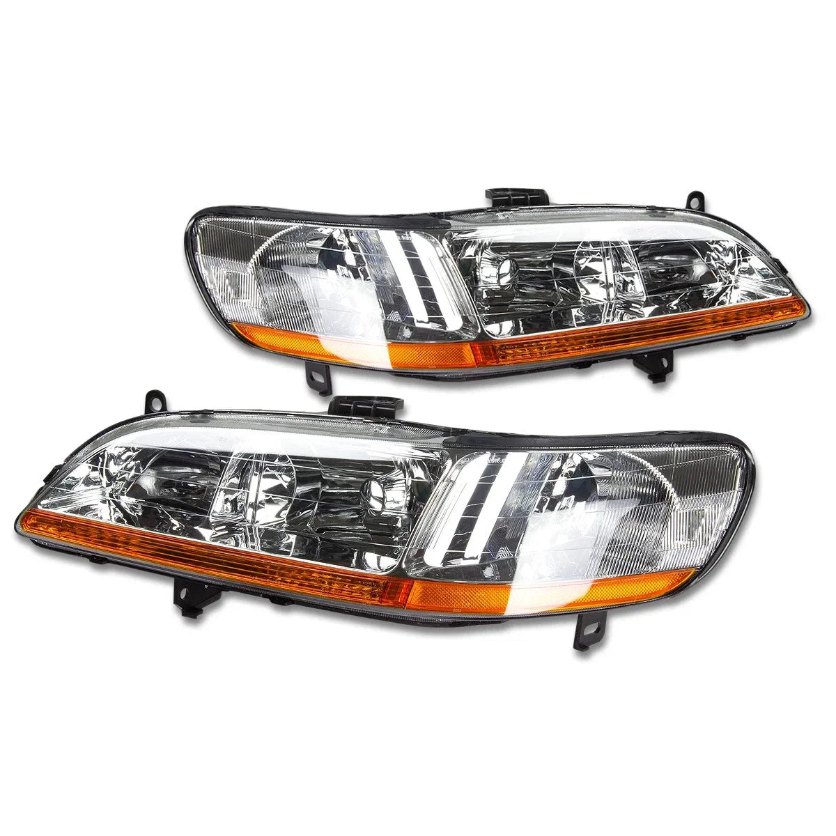 Pair Chrome Housing Amber Corner Headlight for Honda Accord (1998–2002)