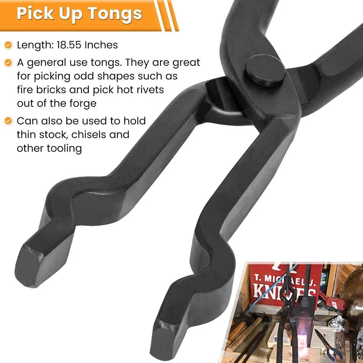 Set of 2 Blacksmith Tongs for Knife Making