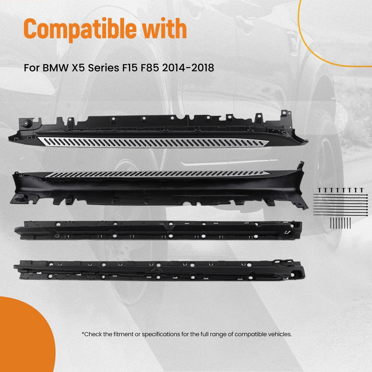 Set of 2 Step Boards Side Step for BMW X5 F15 F85 (2014–2018) Black Non-Slip