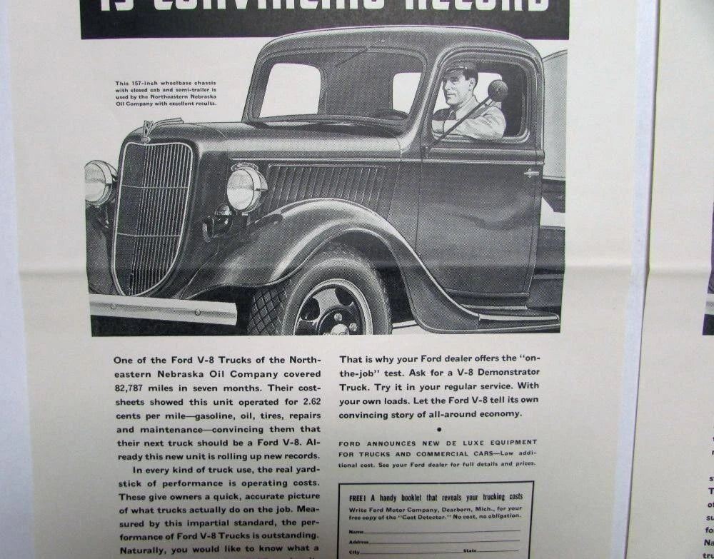 1936 Ford De Luxe V8 Truck Ad Proof